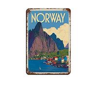 Vintage Cityscape Plaque Norway Vintage Tin Sign Home Office Kitchen Pub Club Cafe Bar Farm Restaurant Collection Metal Wall Decor