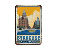 Vintage Cityscape Plaque Syracuse Ny At Dusk Vintage Tin Sign Home Office Kitchen Pub Club Cafe Bar Farm Restaurant Collection Metal Wall Decor