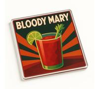 Vintage Classic Cocktail Acrylic Coaster Gift - Bloody Mary Inspired Spicy Art Deco Splash Design for Classy Home Bar Decor