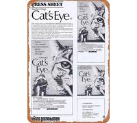 Vintage Classic Old Movie CAT’S EYE Rare AUSTRALIAN Movie Press Sheet Drew Barrymore Film Poster Metal Tin Sign TV Poster Gift Karaoke Bar Pub Club Decorative Wall Plates Man Cave Home Decor 8x12