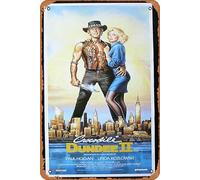 Vintage Classic Old Movie CROCODILE DUNDEE II Original Daybill Movie Poster Paul Hogan Film Poster Metal Tin Sign TV Poster Gift Karaoke Bar Pub Club Decorative Wall Plates Man Cave Home Decor 8x12