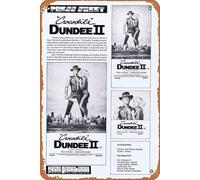Vintage Classic Old Movie CROCODILE DUNDEE II Rare AUSTRALIAN Movie Press Sheet Paul Hogan Linda Kozlowski Film Poster Metal Tin Sign TV Poster Gift Karaoke Bar Pub Club Decorative Wall Plates Man
