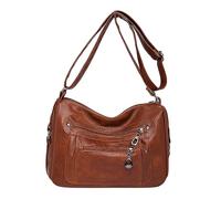 Vintage Classic Soft Leather Stylish Solid Crossbody Bag Trend Versatile Pocket Shoulder(Brown)