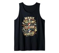 Vintage Classic Wake Pray Cut Hair All Day Inspiring Barber Tank Top