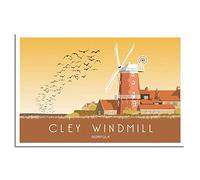 Vintage Cley Windmill Norfolk Travel Poster Decorative Posters Modern Bedroom Canvas Art Poster Picture Painting Posters Wall Decor Art Gift