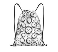 Vintage Clock Face Women Men Drawstring Bag Waterproof Pe Bag Durable Drawstring Backpack For Swim Football Hiking