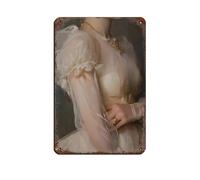 Vintage Close-Up of A Woman with Pearls And Lace Art Print Retro Poster Metal Tin Sign Chic Art Retro Iron Painting Bar People Cave Cafe Family Garage Poster Wall Decoration 8x12inch(20x30cm)