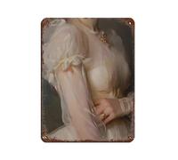 Vintage Close-Up of A Woman with Pearls And Lace Art Print Retro Poster Metal Tin Sign Chic Art Retro Iron Painting Bar People Cave Cafe Family Garage Poster Wall Decoration 12x16inch(30x40cm)