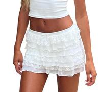 Vintage Clothing Women's Ruffled Lace Pumpkin Trousers Sexy Layered Bottom Shorts Fairy Sweet Cropped Pants Layered Cake Stacked Hot Women's Short Dress Sexy Lace Skater Skirt Dress Summer Dress
