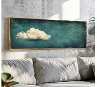 Vintage Cloud Wall Art, Panoramic Minimalist Canvas Pictures, Horizontal Cloud Print, Large Cloud Art, Above Bed Decor 30x90cm Frameless