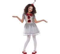 Vintage Clown Girls Fancy Dress Fun Halloween Childrens Kids Circus Costume New