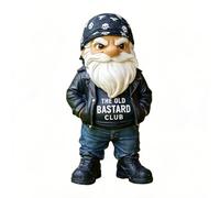 Vintage Club Gnome - The Old Bastard Edition, Funny Grumpy Old Man Gnome Statue, SarcasticGnome Desk Decor Statue, Humorous Man Cave Decor Gifts, Novelty Home Ornament (#B)