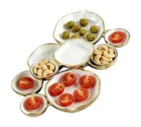 Vintage Cluster Tray - 13 Inch 9 Bowl Metal Serving Platter, Multi Compartment Display Bowls Set, Decorative Entertaining Tableware, Portable Fruit Vegetable Salad Pasta Charcuterie Dessert