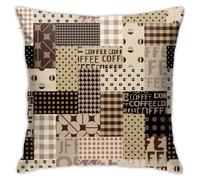 Vintage Coffee Brown Pillow Cover 18x18 in Patchwork Checkered Polka Dot Throw Pillows Modern Decorative Indoor Pillowcase Square Cushion Cover Pillow Case for Home Living Room Bedroom Sofa Couch Bed