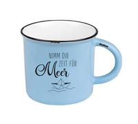 Vintage Coffee Cup, Ceramic Mug to Give as a Gift, 400 ml, Maritime, Take Time for Sea, 61328, Blue