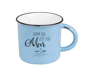 Vintage Coffee Cup, Ceramic Mug to Give as a Gift, 400 ml, Maritime, Take Time for Sea, 61328, Blue