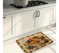 Vintage Coffee Kitchen Mats for Floor, Rustic Book & Teapot Design Soft Mats, Autumn Cushioned Comfort Washable Decor Rugs for Kitchen Sinks Laundryroom Bathroom 16x24 Inch