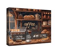Vintage Coffee Shop Puzzles for Adults 1000 Pieces, Cozy Coffee Time Jigsaw Puzzles, Beautiful Food Art Puzzles