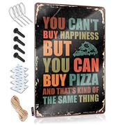 Vintage Coffee Sign You Can'T Buy Happiness But Can A Pizza Sign Funny Bar Decor Beer Decorations For Man Cave(20X30CM)