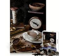 Vintage Coffee Still Life Jigsaw Puzzles 1000 Pieces Brain Exercise Calm Recreation Precision Cut Meaningful Gift (50x75cm)