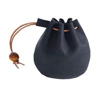 Vintage Coin Purse, Men Women Genuine Leather Casual Small Coin Wallet Hard Leather Money Pocket Drawstring Storage Bag