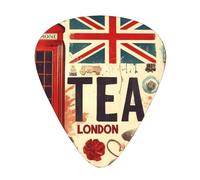 Vintage-Collage-British 12 Pack Guitar Picks With 3 Thicknesses And Storage Box, Abs Plectrums For Electric Bass Guitar Players