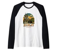 Vintage Cologne Koln Germany Travel Souvenir Landmark Gift Raglan Baseball Tee