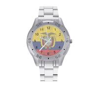 Vintage Colombiana Flag Ea-gle Men's Wrist Watches Stainless Steel Strap Business Quartz Watch for Daily Wear