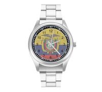 Vintage Colombiana Flag Ea-gle Men's Wrist Watches Stainless Steel Strap Minimalist Business Quartz Watch for Daily Wear