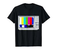 Vintage Color Bars Analog Tube TV Test Pattern Retro Pop Art Value Graphic T-Shirt, Men, Black, L