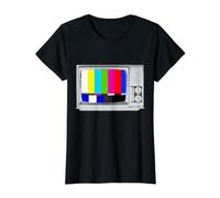 Vintage Color Bars Analog Tube TV Test Pattern Retro Pop Art Value Graphic T-Shirt, Women, Black, M