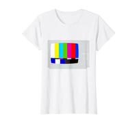 Vintage Color Bars Analog Tube TV Test Pattern Retro Pop Art Value Graphic T-Shirt, Women, White, L