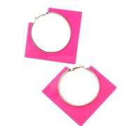 Vintage Colorful Geometric Dangle Earrings for Women,Y2k Millennium Large Square Statement Huggie Earrings Unique Daily Formal Jewelry Gifts, L, Metal, No Gemstone