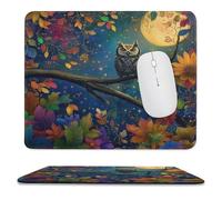 Vintage Colorful Owl Non-Slip Mousepad,Rustic Cute Spring Garden Plant Flower Daisies Full Moon with Most Types of Mouse,Stitched Edges for Decoration 25x30 cm