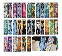 Vintage Colour Block Cats Bookmarks Pack of 30, Classic Patterned Bookmark Paper, Elegant Bookmark Collection Paper Marks, Unusual Bookmark Reading Accessories for Students and Readers