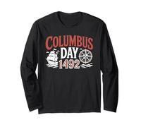 Vintage Columbus Day 1492 Ship Compass Ocean Long Sleeve T-Shirt