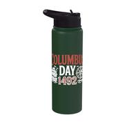 Vintage Columbus Day 1492 Ship Compass Ocean Stainless Steel Insulated Water Bottle