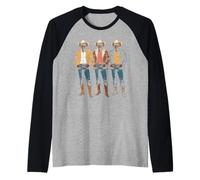 Vintage Comic Trio Outlaw Line Art Frontier Western Raglan Baseball Tee