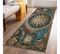 Vintage Compass Hallway Rug 60x120, Nautical Compass Runner Rug Non-Slip Washable Low Pile Carpet, Celestial Navigation Rugs for Kitchen Laundry Room Bedroom DN184fs