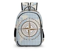 Vintage Compass Map Backpack - Laptop Backpack for Women, Stylish Daypack for School Work Travel