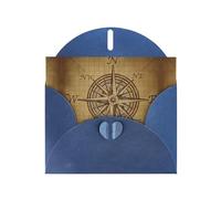 Vintage Compass Navigation Blue prints Greeting Cards 6x4-inch with Envelope | Perfect for writing greetings and thank-you notes