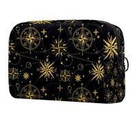 Vintage Compass Stars Pattern Cosmetic Bag for Women, Travel Toiletries Bags Large Makeup Handy Pouch Organiser Bag with Zipper