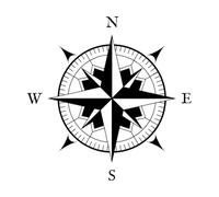 Vintage Compass Wind Rose Nautical Fine Carving Stickers 42x42cm Self Adhesive Black