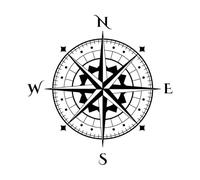Vintage Compass Wind Rose Nautical Wall Decals Paster Paper 42x43.2cm Multi Color Selection Black
