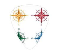 Vintage Compasses Guitar Picks 12 Pack Universal ABS Guitar Picks,Colorful Different Compasses Set ation Icons Earths Magnetic Field Find Your Way,for Acoustic and Electric Guitar,Multi