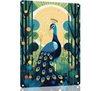 Vintage Concept Art Peacock Bird Decor Metal Tin Retro Sign Country Home Decor for Home, Living Room, Kitchen,Bathroom Decoration Wall Decor 8x12 Inch