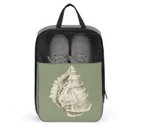Vintage Conch Shell on Sage Green Minimal Shoe Bag for Travel Daily Use Anti-dust Storage Carrier Golf Shoe Pouch
