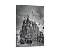 Vintage Construction Poster Sagrada Familia Barcelona Historic Site Poster Decorative Painting Canvas Wall Art Picture Print Modern Family Bedroom Decor 12x18inch(30x45cm)