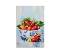 Vintage Cooking Strawberry Fruit Still Life Wall Art, Farmhouse Rustic Elegant Style, Hanging Paintings Poster for Kitchen Dining Cafe Bakery Home Interior 08x12inch(20x30cm)