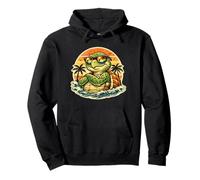 Vintage Cool Turtle Fun Cartoon with Sunglasses Retro Beach Pullover Hoodie